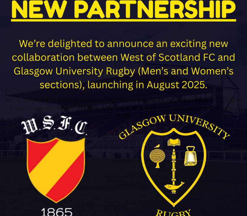 West of Scotland FC and Glasgow University Rugby Announce New Partnership