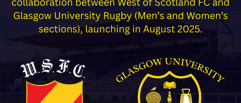 West of Scotland FC and Glasgow University Rugby Announce New Partnership